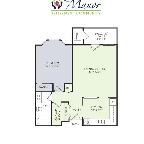 1 Bedroom 1 Bathroom Floor Plan