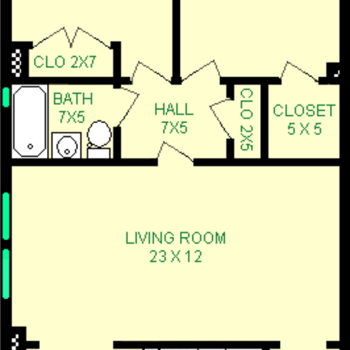 Liszt two bedroom floorplan shows roughly 1138 square feet, with two bedrooms, a bathroom, living room, dining room, kitchen and closets.