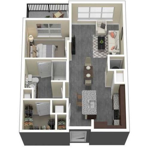 35F-3 3D Floor Plan | 35 Folly Apartments | Charleston Apartments