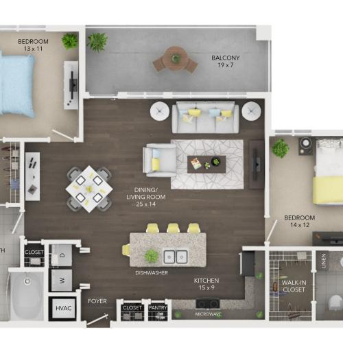 C2 | 2 bed 2 bath from 1180 square feet | Sapphire Bay Apartments | Apartments In Baytown