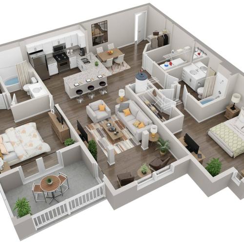 B1 2 bedroom, 2 bathroom Apartment at Lullwater Jennings Mill in Athens, GA 30606