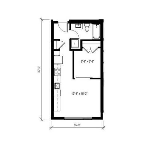 Open 1 Bedroom Floor Plan | Augusta Apartments | Seattle Washington Apartments