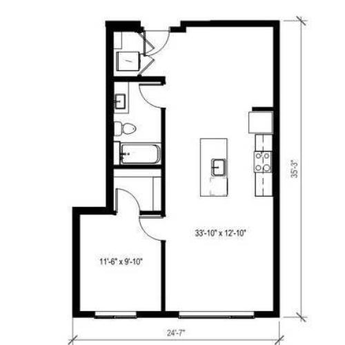 Open 1 Bedroom Floor Plan | Augusta Apartments | Seattle Washington Apartments