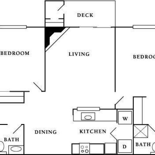 Two Bedroom One Bath 2 Bed Apartment Surrey Downs Apartments