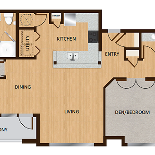 One Bedroom One Bath A2 1 Bed Apartment Oaks of Kyle Apartments