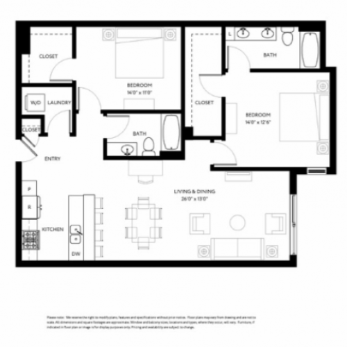 One Bedroom One Bath 960 1 Bed Apartment The Windward Apartments