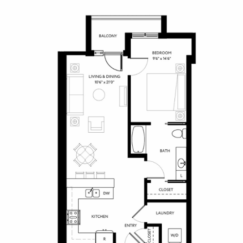 One Bedroom One Bath 652 1 Bed Apartment The Windward Apartments