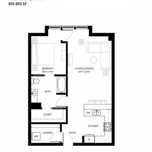One Bedroom One Bath 652 1 Bed Apartment The Windward Apartments