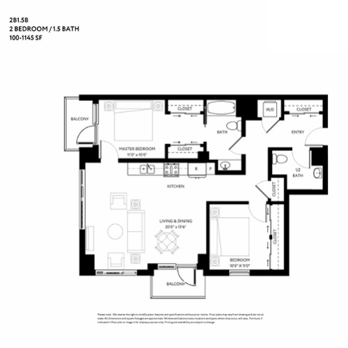 Two Bedroom One and a Half Bath