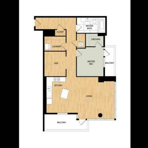 Tower One Bedroom One Bath - Maple