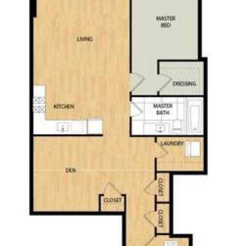 Tower One Bedroom One Bath with Den - Birch