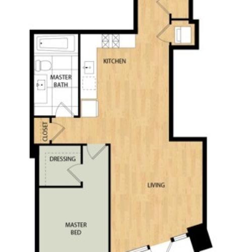 Tower One Bedroom One Bath - Spruce