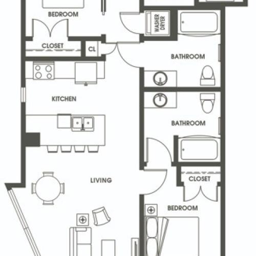 Open One Bedroom O1 Studio 624 Yale Apartments