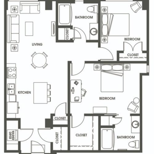 Open One Bedroom O1 Studio 624 Yale Apartments
