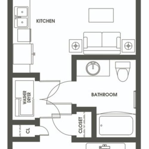 Open One Bedroom O1 Studio 624 Yale Apartments