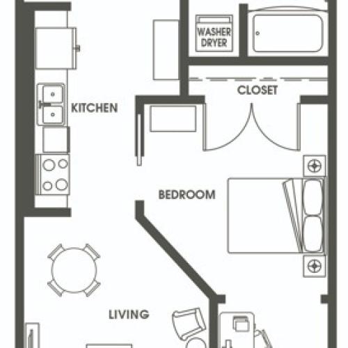 Open One Bedroom O1 Studio 624 Yale Apartments