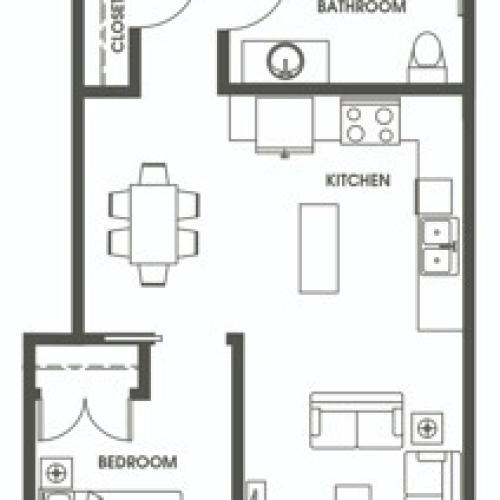Open One Bedroom O1 Studio 624 Yale Apartments