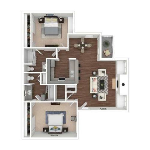 2 Bdrm Floor Plan | Luxury Apartments Henderson Nv | Martinique Bay