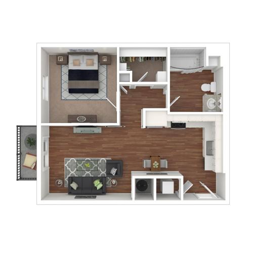 1 Bedroom Floor Plan | Apartments For Rent In Lacey WA | Martingale