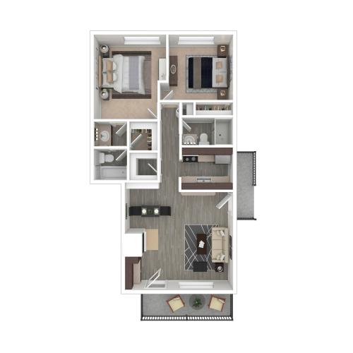2 Bedroom Floor Plan | Apartments For Rent In Portland, OR | Arbor Creek Apartments