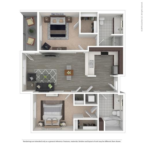 2 Bedroom Floor Plan | Apartments For Rent In Seattle, WA | Pratt Park Apartments