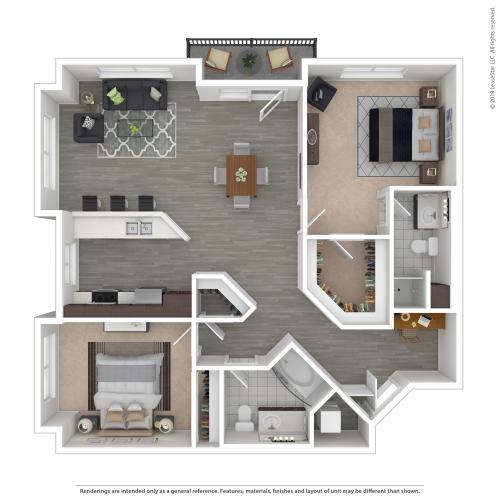 2 Bedroom Floor Plan | Apartments For Rent In Seattle, WA | Pratt Park Apartments