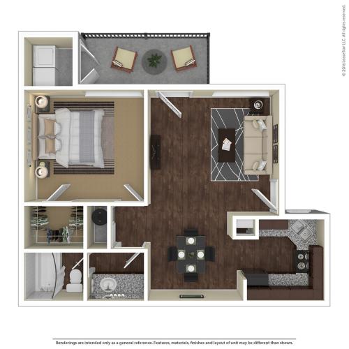 1 Bedroom Floor Plan | Apartments For Rent In Chandler, AZ | Arches at Hidden Creek Apartments