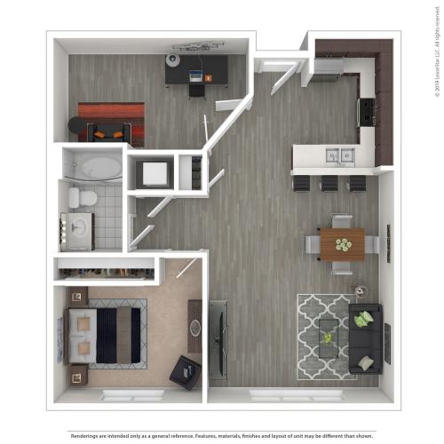 1 Bedroom Floor Plan | Apartments For Rent In Seattle, WA | Pratt Park Apartments