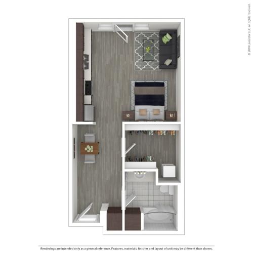 Studio Floor Plan | Apartments For Rent in Seattle, WA | Pratt Park Apartments