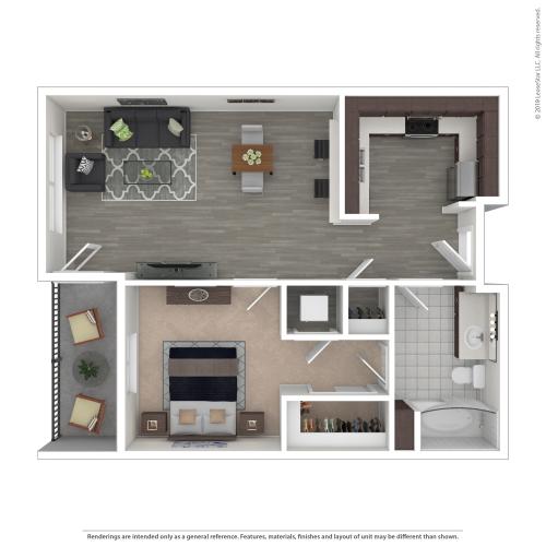 1 Bedroom Floor Plan | Apartments For Rent in Seattle, WA | Pratt Park Apartments