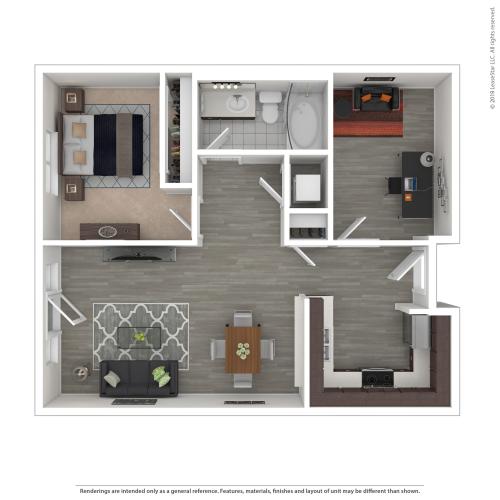 1 Bedroom Floor Plan | Apartments For Rent In Seattle, WA | Pratt Park Apartments