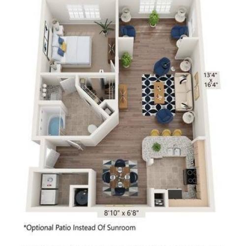 One Bedroom One Bathroom Floor Plan