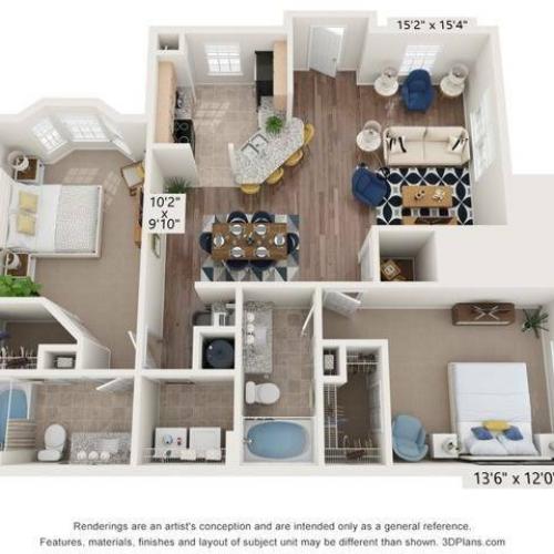 Two Bedroom Two Bathroom Floor Plan
