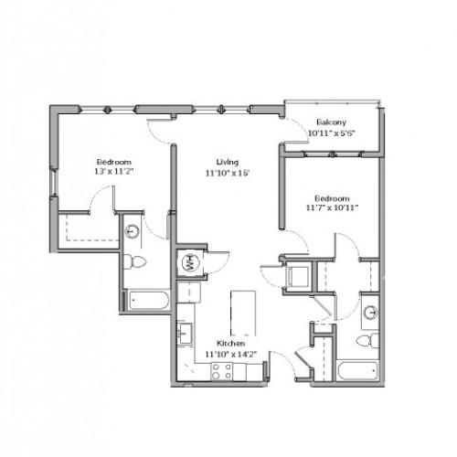 B9 - TWO BEDROOM TWO BATH