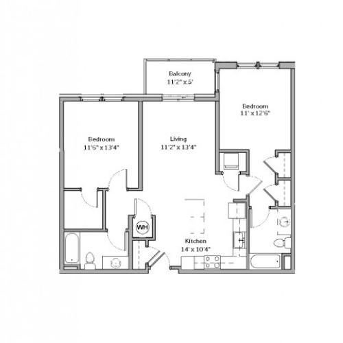 B11- TWO BEDROOM TWO BATH