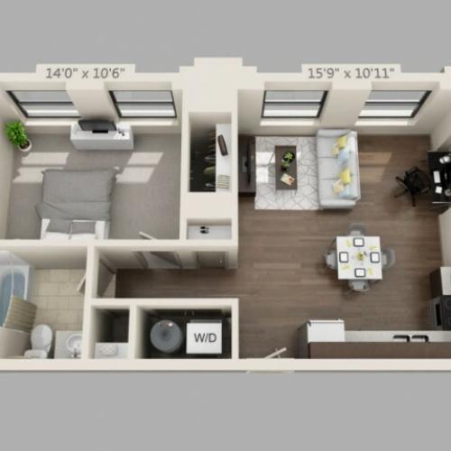 A11-ONE BEDROOM/ ONE BATHROOM- 820 Sq. Ft.