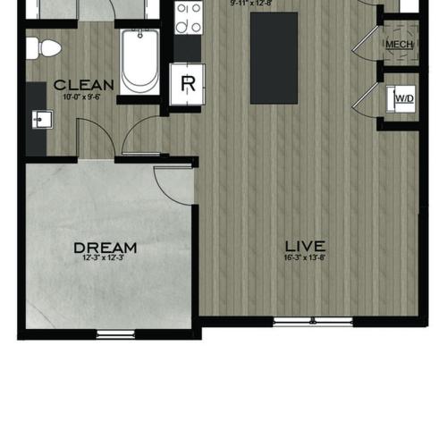 1 Bedroom 1 Bathroom floor plan