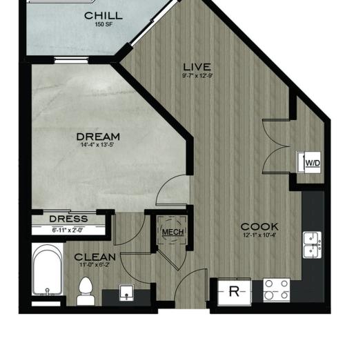 1 Bedroom 1 Bathroom floor plan