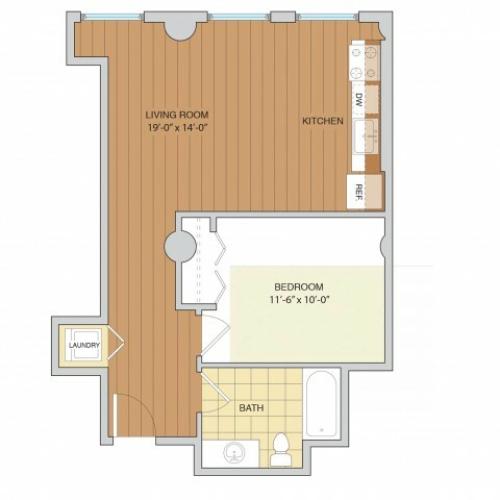 1 Bed 1 Bath Floor Plan A12