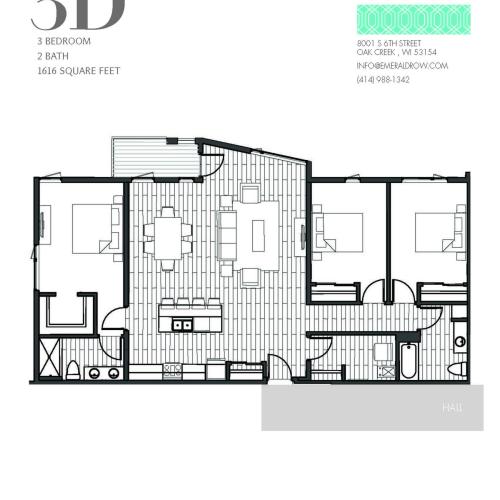 3 Bed 2 Bath Floor Plan 3D