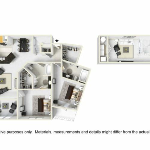 Abbey II  Loft 2BR/2BA 1438 square feet