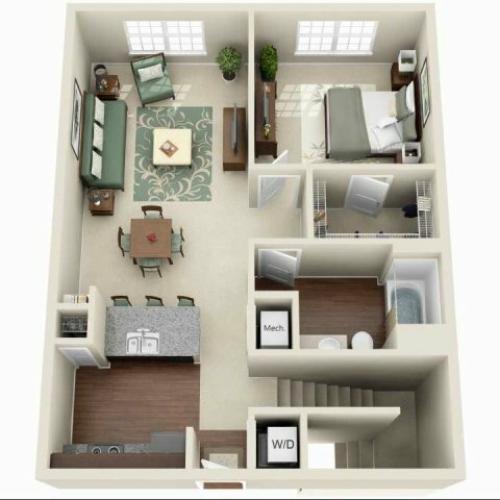 A5 - 2 STORY 1 BED 1.5 BATH WITH RETAIL SPACE ON 1ST FLOOR