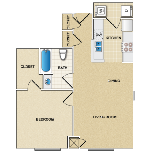 1 Bedroom 1 Bath Apartment