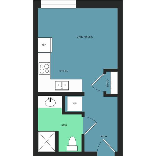 one bedroom/one bathroom apartment in Fort Worth with walkin closet