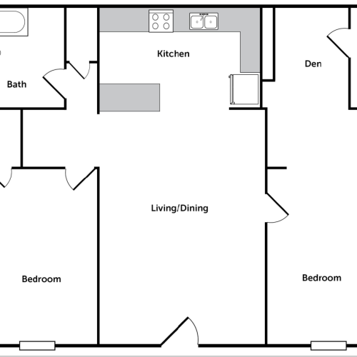 Two Bedroom/One Bathroom with a Den Apartment in Denton, Texas