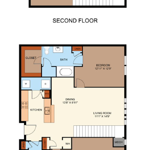 Two story, One bedroom Loft Apartment in Dallas, TX
