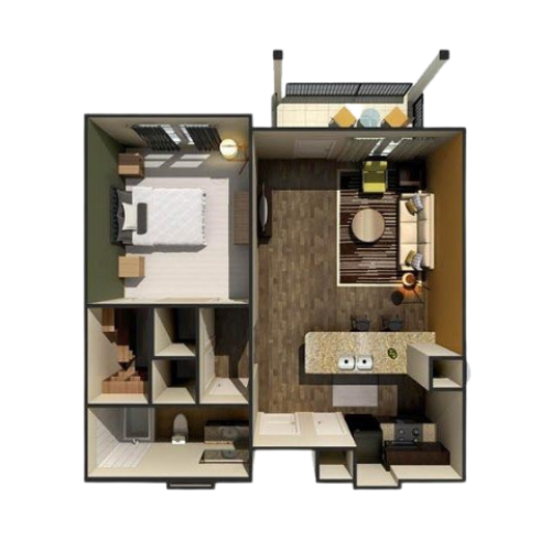 A2 1 bed 1 bath 760 sf