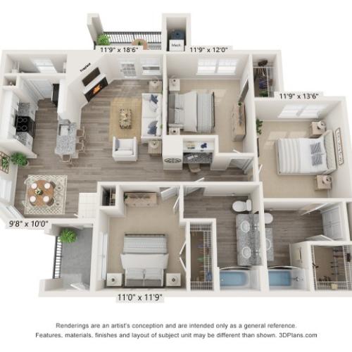 Redbud - 3 bed. 2 bath 1322 square feet