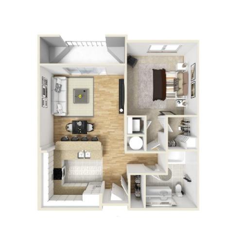 One Bedroom, One Bathroom Layout
