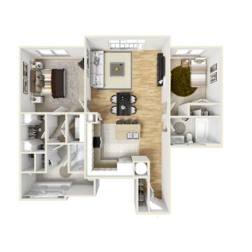 Two Bedroom Two Bathroom Layout